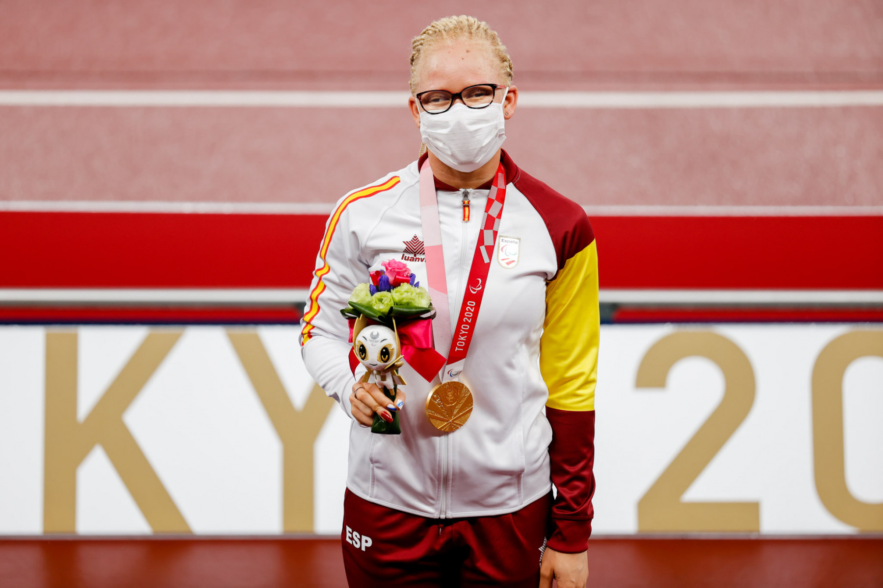 Adiaratou Iglesias, medalla de oro en los 100 m T3 femenino.  Estadio Olímpico de Tokio. 31/08/21. Juegos Paralímpicos Tokio 2020. © Jaime de Diego / CPE.